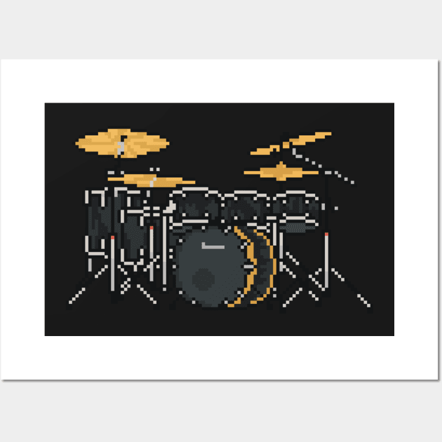 Pixel Black Floyd Drum Set Wall Art by gkillerb